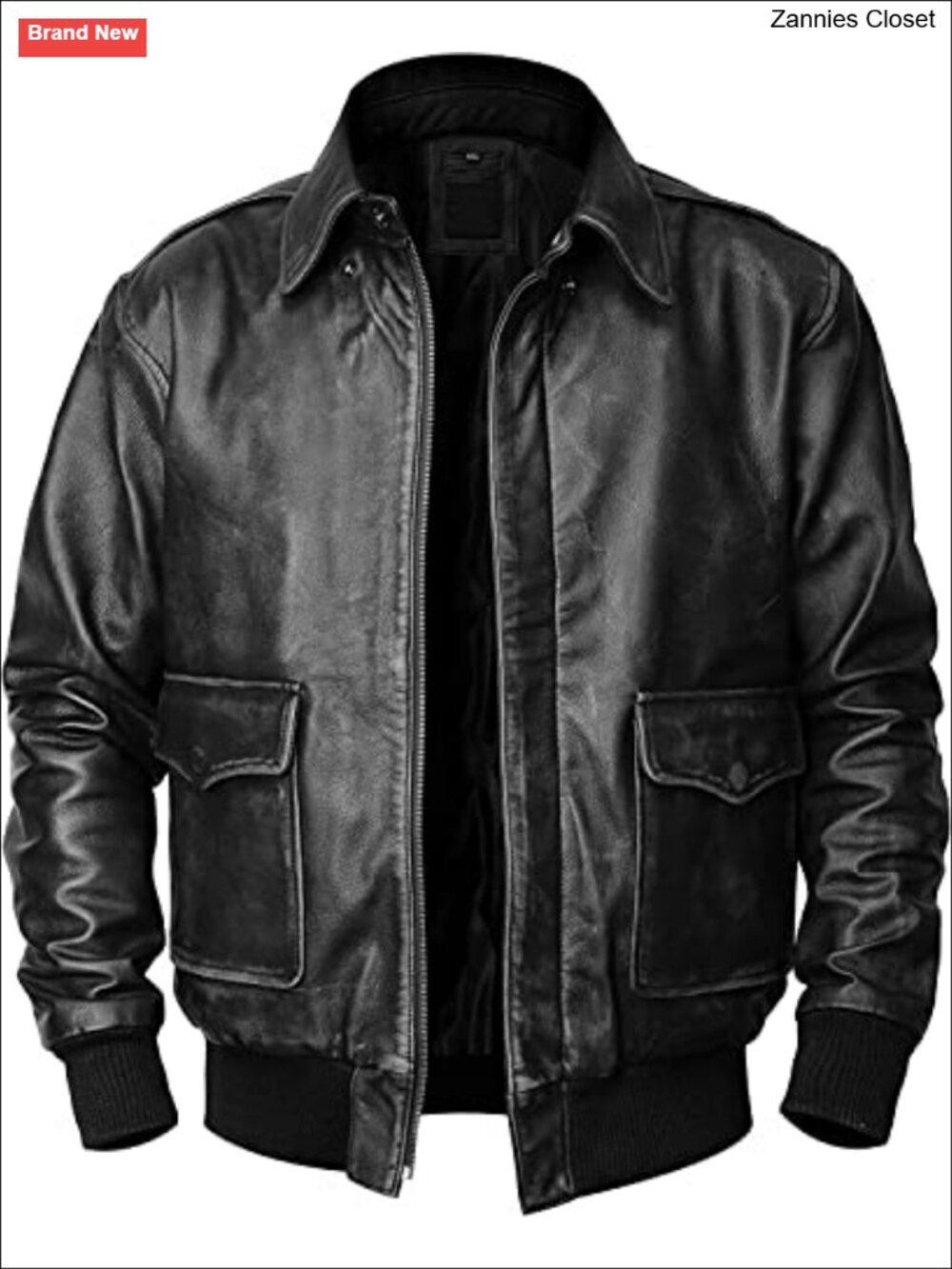 Leather Aviator Bomber Jacket Men's Flight Pilot Style Zip Coat